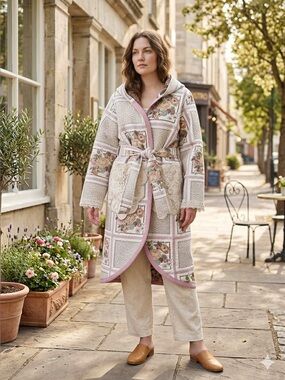 Handmade 🪡 upcycled Hooded Maxi Coat Jacket